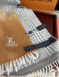Louis Vuitton New Couple Classic Embroidered Logo Checkered Cashmere Scarf Size: 32 x 200 CM