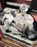 Chanel Fashion Elegant Camellia Hat Printed Cashmere Square Towel Size: 140 x 140 CM