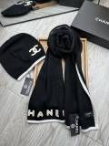 Chanel Couple Classic Versatile Embroidered Logo Wool Hat Set
