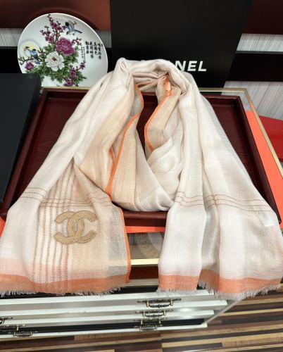 Chanel Fashion Elegant Embroidered Logo Cashmere Scarf Size: 80 x 200 CM