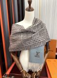 Louis Vuitton New Couple Classic Embroidered Logo Checkered Cashmere Scarf Size: 32 x 200 CM