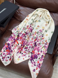 Chanel New Fashion Versatile Floral Printed Cashmere Double Sided Same Color Shawl Size: 135 x 135 CM
