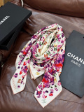 Chanel New Fashion Versatile Floral Printed Cashmere Double Sided Same Color Shawl Size: 135 x 135 CM