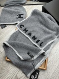 Chanel Couple Classic Versatile Embroidered Logo Wool Hat Set