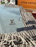 Louis Vuitton New Couple Classic Embroidered Logo Checkered Cashmere Scarf Size: 32 x 200 CM
