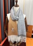 Louis Vuitton New Couple Classic Embroidered Logo Checkered Cashmere Scarf Size: 32 x 200 CM