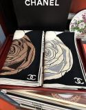 Chanel Fashion Elegant Camellia Hat Printed Cashmere Square Towel Size: 140 x 140 CM