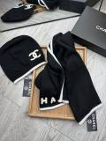 Chanel Couple Classic Versatile Embroidered Logo Wool Hat Set