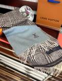 Louis Vuitton New Couple Classic Embroidered Logo Checkered Cashmere Scarf Size: 32 x 200 CM