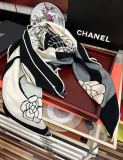 Chanel Fashion Elegant Camellia Hat Printed Cashmere Square Towel Size: 140 x 140 CM