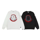 Moncler Fashion Logo Printed Round Neck Sweatshirt Unisex Casual Versatile Sweatshirt