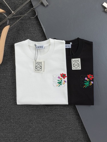 Loewe Classic Embroidered Flower Logo Short Sleeve Couple Versatile Casual T-shirt