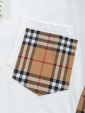 Burberry Classic Checkered Splicing Short Sleeve Couple Versatile Casual T-shirt
