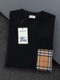 Burberry Classic Checkered Splicing Short Sleeve Couple Versatile Casual T-shirt