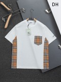 Burberry Classic Checkered Splicing Short Sleeve Couple Versatile Casual T-shirt