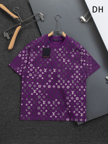 Louis Vuitton Classic Full Logo Printed Short Sleeve Couple Versatile Casual T-shirt