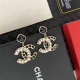Chanel Fashion Classic Black White Double C Earrings