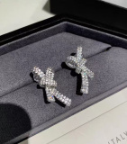 Chanel Fashion Versatile Full Diamond Bow Earrings