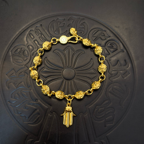 Chrome Hearts Classic Retro Gold Cross Ball Bracelet