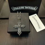 Chrome Hearts Classic Retro Cross Skull Pendant Necklace