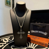 Chrome Hearts Classic Retro Cross Skull Pendant Necklace