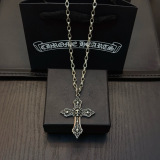 Chrome Hearts Classic Retro Cross Skull Pendant Necklace