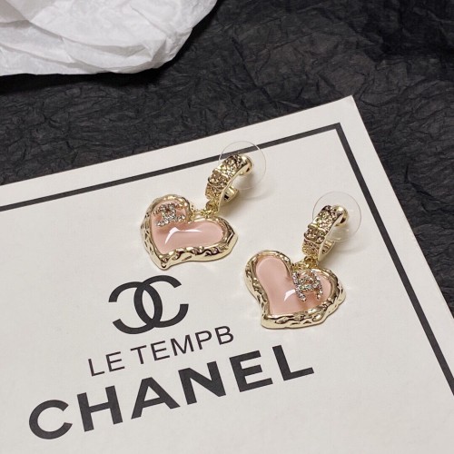 Chanel Fashion Pink Crystal Letter Love Crystal Diamond Letter Ears