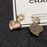 Chanel Fashion Pink Crystal Letter Love Crystal Diamond Letter Ears