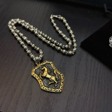 Chrome Hearts Classic Retro Shield Pendant Cross Flower Ball Necklace