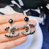 Chanel Fashion Classic Black White Double C Earrings