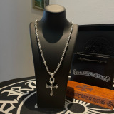 Chrome Hearts Classic Retro Cross Pendant Skull Necklace