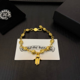 Chrome Hearts Classic Retro Gold Cross Ball Bracelet