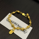 Chrome Hearts Classic Retro Gold Cross Ball Bracelet