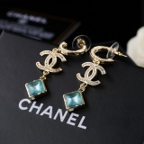Chanel New Fashion Versatile Color Diamond Double C Earrings