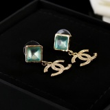 Chanel New Fashion Versatile Color Diamond Double C Earrings