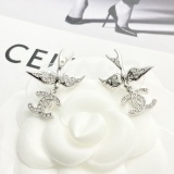 Chanel New Fashion Silver Bird CC Earrings