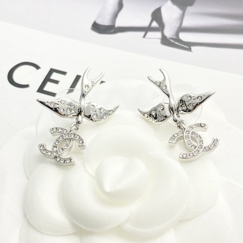 Chanel New Fashion Silver Bird CC Earrings