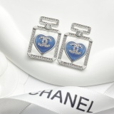 Chanel New Fashion Blue Love perfume Bottle Double C Earrings