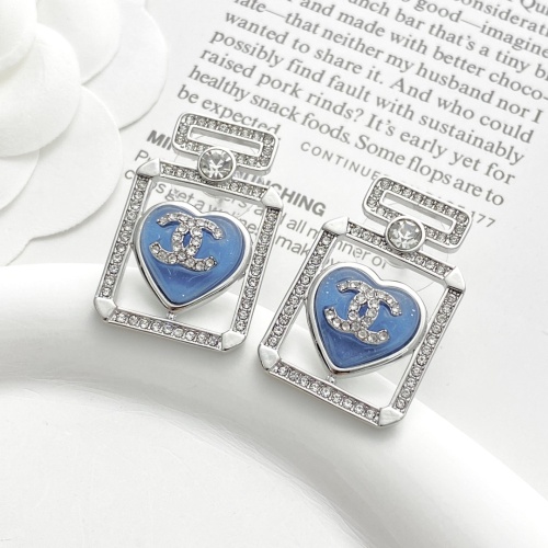 Chanel New Fashion Blue Love perfume Bottle Double C Earrings