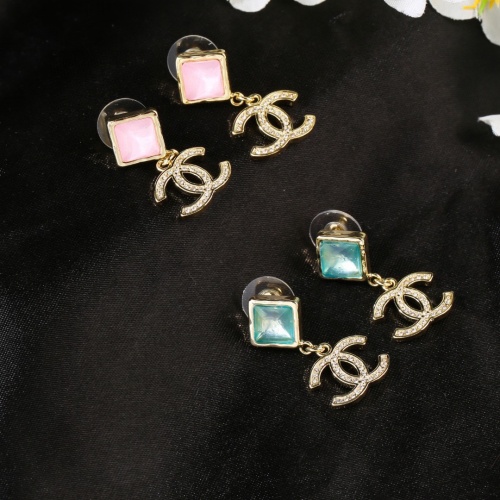 Chanel New Fashion Versatile Color Diamond Double C Earrings