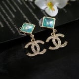 Chanel New Fashion Versatile Color Diamond Double C Earrings