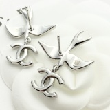 Chanel New Fashion Silver Bird CC Earrings