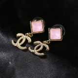 Chanel New Fashion Versatile Color Diamond Double C Earrings