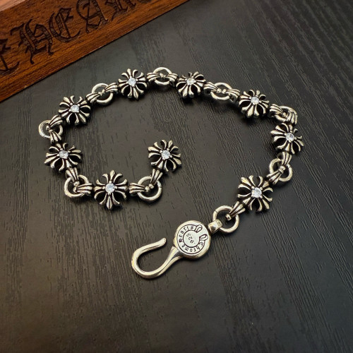 Chrome Hearts Classic Retro Cross Flower White Diamond Bracelet