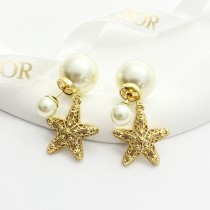 Dior Fashion Hollow Sea Star Pearl Earrings