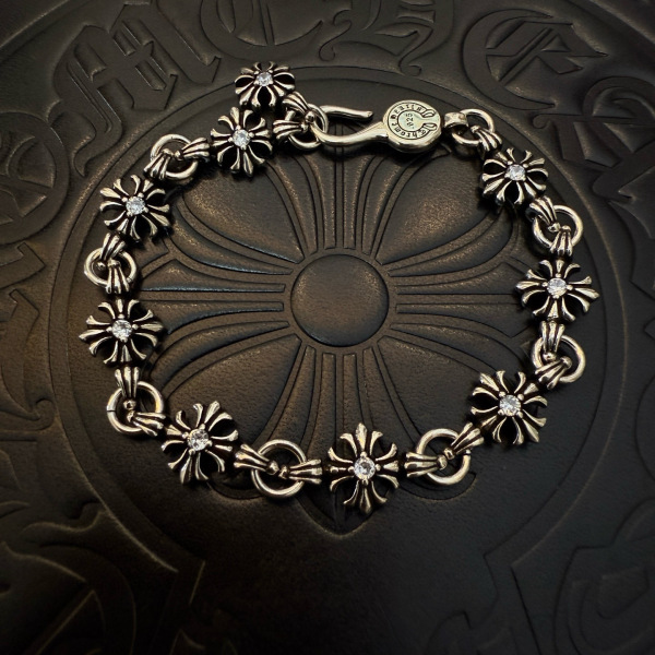 Chrome Hearts Classic Retro Cross Flower White Diamond Bracelet