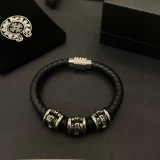 Chrome Hearts Fashion Retro Skull Leather Rope Bracelet