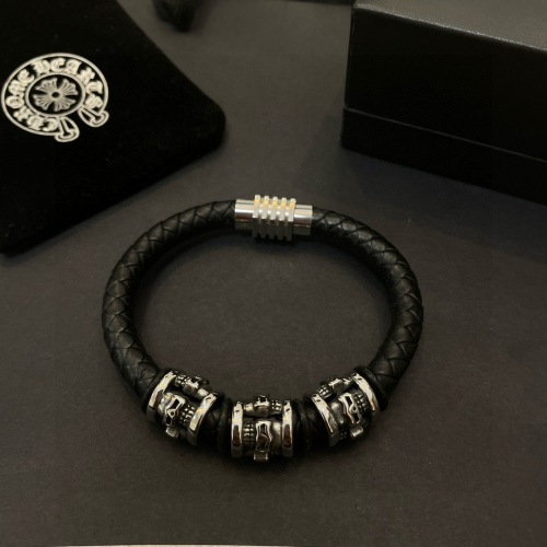 Chrome Hearts Fashion Retro Skull Leather Rope Bracelet