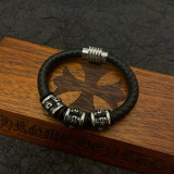 Chrome Hearts Fashion Retro Skull Leather Rope Bracelet