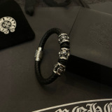 Chrome Hearts Fashion Retro Skull Leather Rope Bracelet